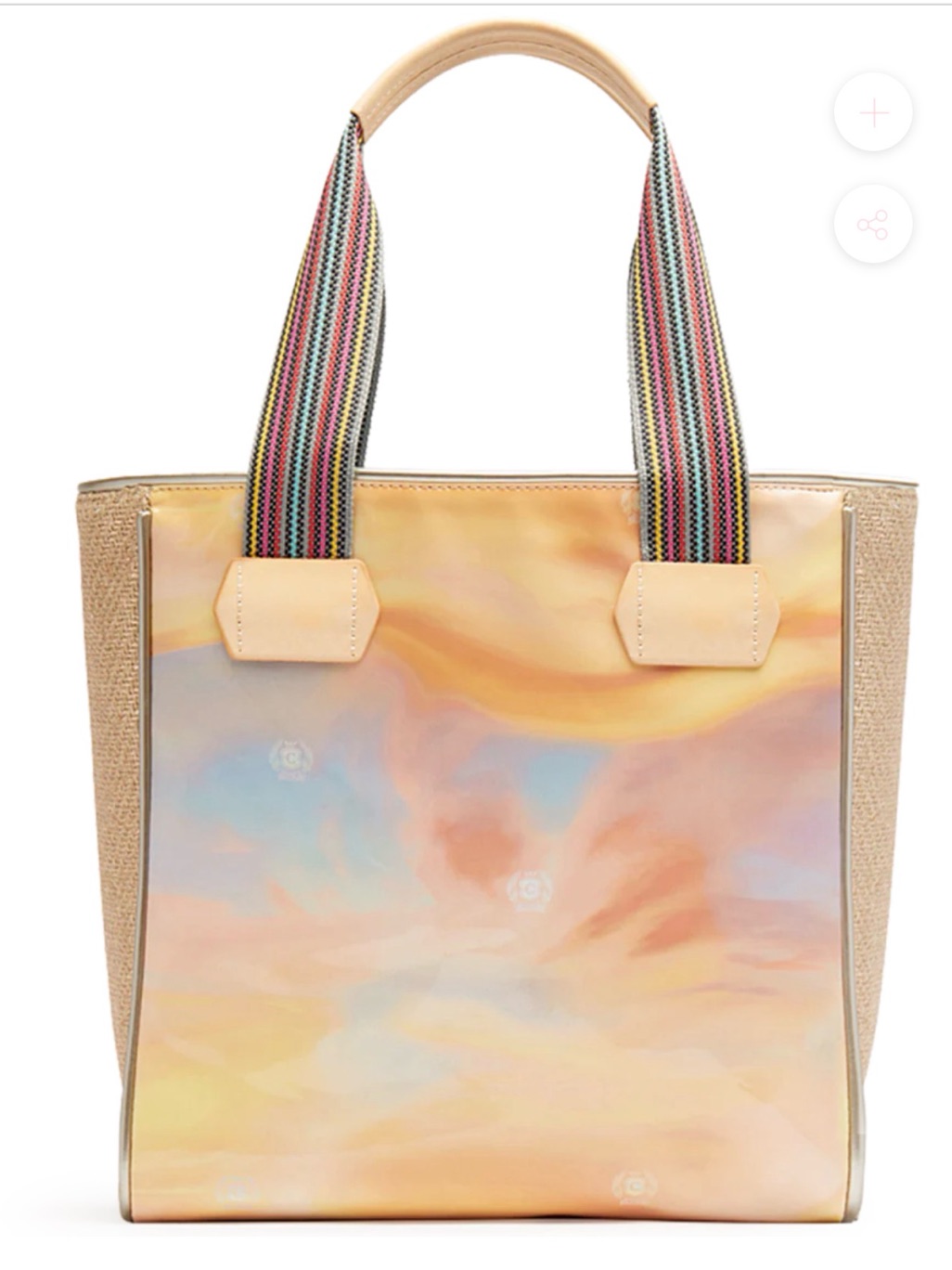 Consuela Iridescent Multicolored Tote Bag With Striped Handles